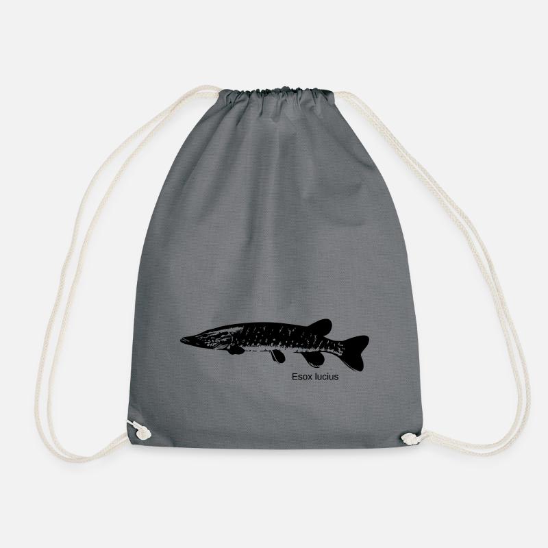 Pike Esox lucius - Drawstring Bag - grey