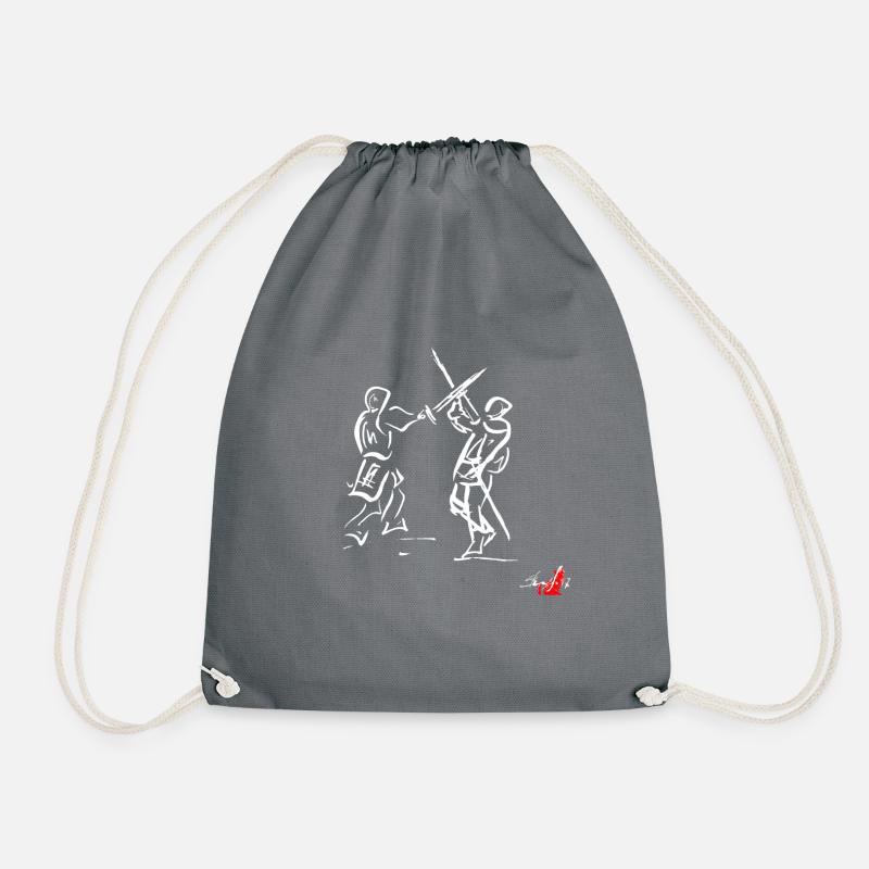 WHITE MEDIUM SPADE - Drawstring Bag - grey
