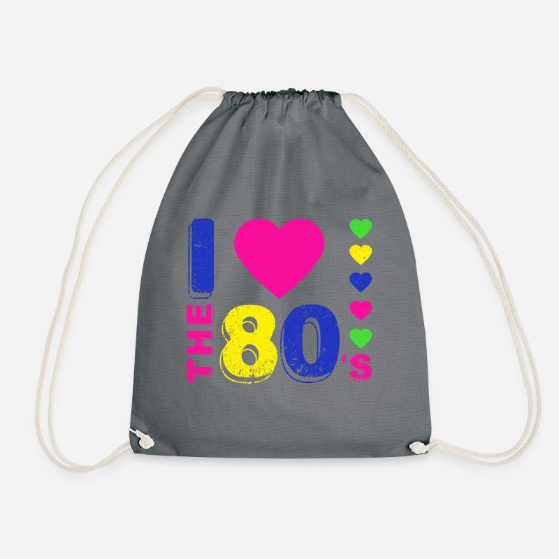 Disco.I love the 80's. 80's Style. 80's Music - Drawstring Bag - grey
