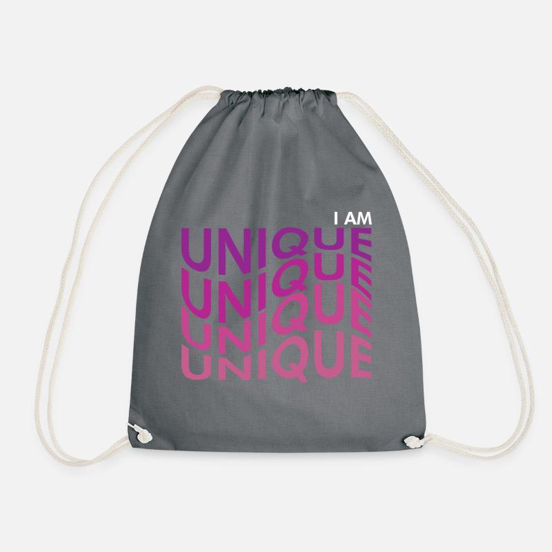 I am unique - self-love - Drawstring Bag - grey
