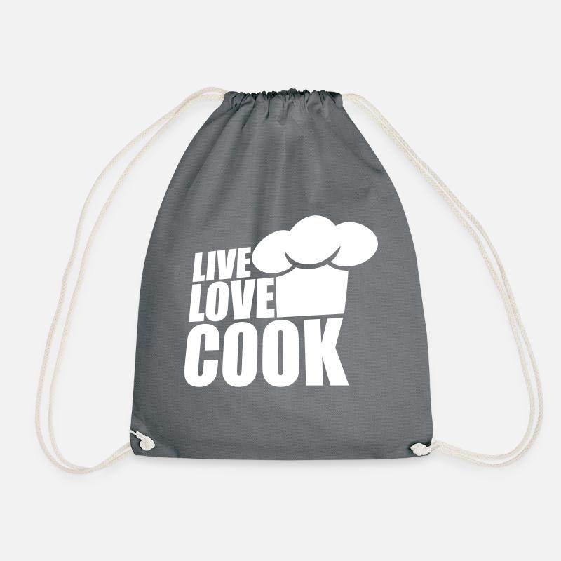 Live Love Cook Life Love Cooking Kitchen Master - Drawstring Bag - grey