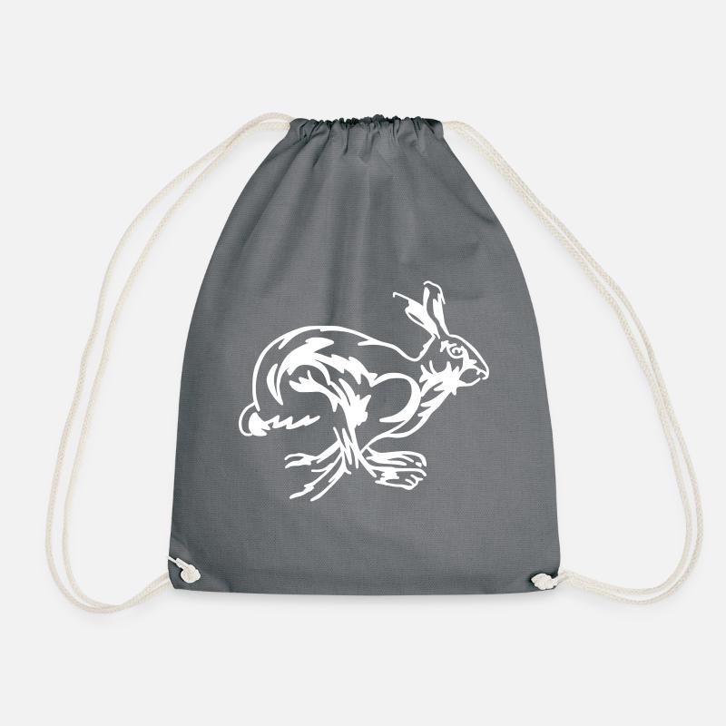 Running Hare - Drawstring Bag - grey