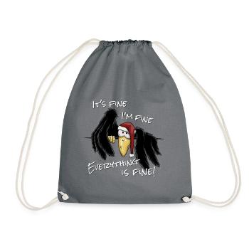 I am Fine Alles Gut xMas Crow Christmas Raven - Drawstring Bag - grey - Front