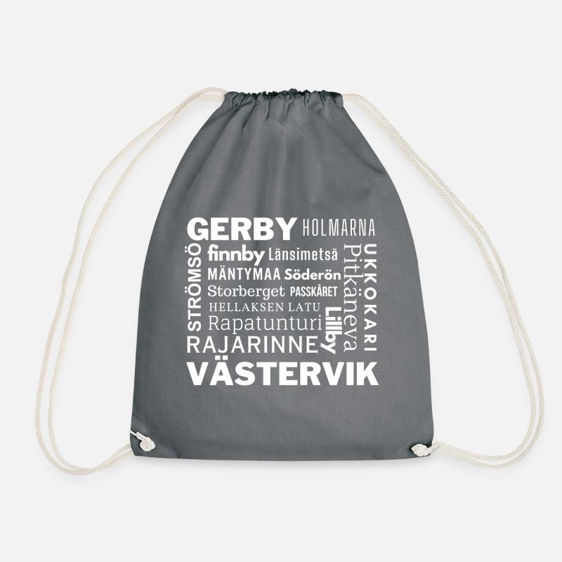 GERBY White logo - Drawstring Bag - grey
