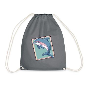 Dolphin Dolphins Marine Animals - Drawstring Bag - grey - Front
