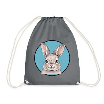 Hasenzahn Hase Häschen - Turnbeutel - Grau - Vorne