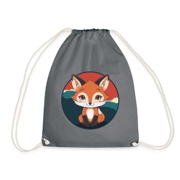 Fox Forest Animal - Drawstring Bag - grey - Front