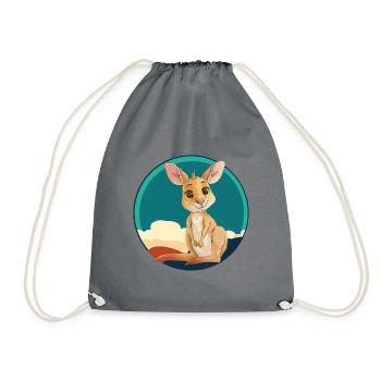 Kangaroo Marsupial Outback - Drawstring Bag - grey - Front