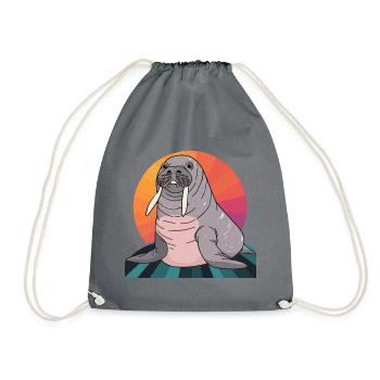 Walrus Marine Animals Arctic - Drawstring Bag - grey - Front