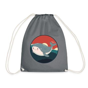 Whale Fin - Drawstring Bag - grey - Front
