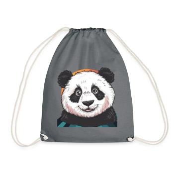 Panda Panda Bear Teddy Bear - Drawstring Bag - grey - Front