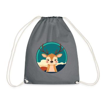 Deer Fawn Forest Dweller - Drawstring Bag - grey - Front