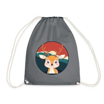 Deer Antlers Moose - Drawstring Bag - grey - Front