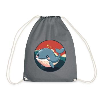 Whale Fin - Drawstring Bag - grey - Front