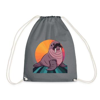 Walrus Sea Animal - Drawstring Bag - grey - Front