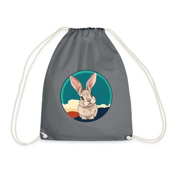 Hase Osterhase Hasenzahn - Turnbeutel - Grau - Vorne