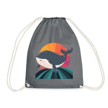 Whale Marine Life Marine Animals - Drawstring Bag - grey - Front