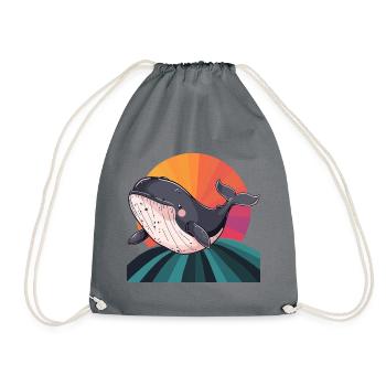 Whale Sea Creature - Drawstring Bag - grey - Front