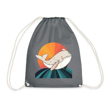 Marine Life Whale Sea Animal - Drawstring Bag - grey - Front