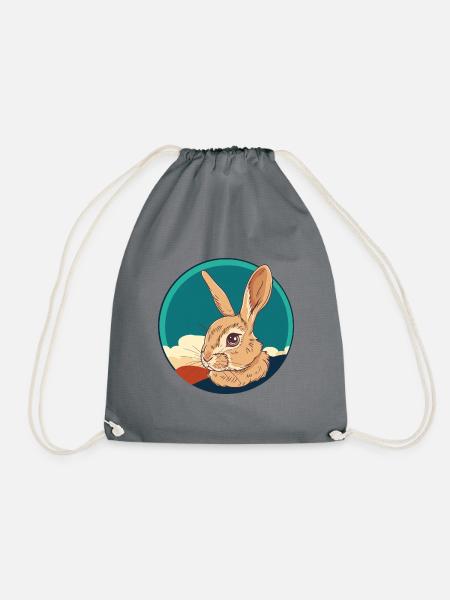 Hasenzahn Hase Hasen - Turnbeutel - Grau