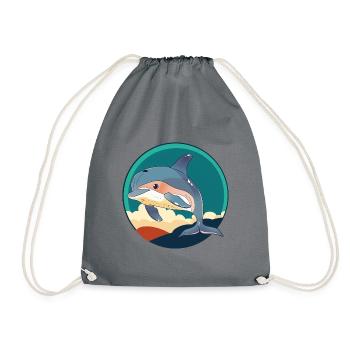 Dolphin Sea Creatures - Drawstring Bag - grey - Front