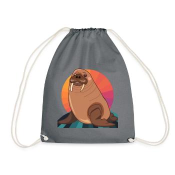 Walrus Alaska Sea Animal - Drawstring Bag - grey - Front