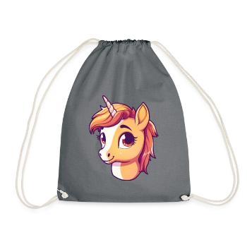 Einhorn Pferd Pony - Turnbeutel - Grau - Vorne