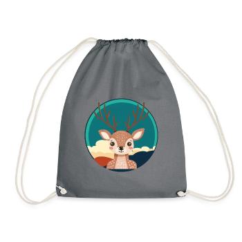 Deer Deer Antlers Forest - Drawstring Bag - grey - Front