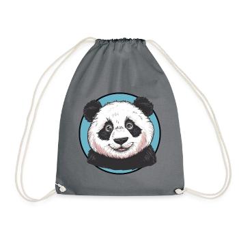 Panda Pandabär - Turnbeutel - Grau - Vorne
