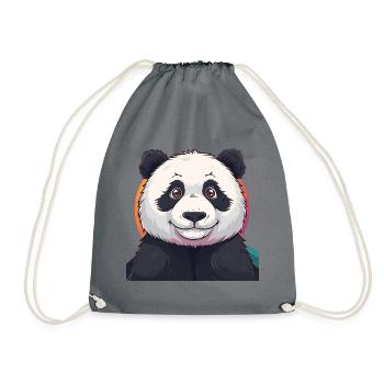 Panda Bar - Drawstring Bag - grey - Front