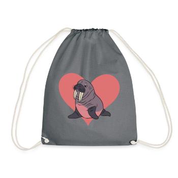 Walrus Sea Animals Manatee - Drawstring Bag - grey - Front