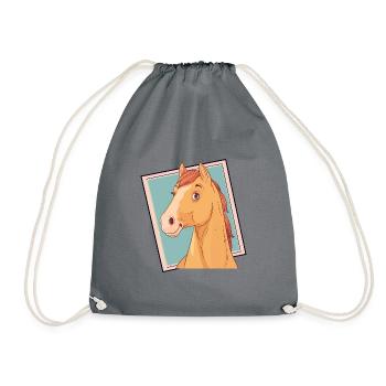 Pferde Ponyhof Ross - Turnbeutel - Grau - Vorne