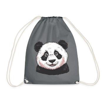 Panda Teddybär - Turnbeutel - Grau - Vorne