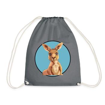 Kaenguru Beuteltier Kangaroo - Turnbeutel - Grau - Vorne