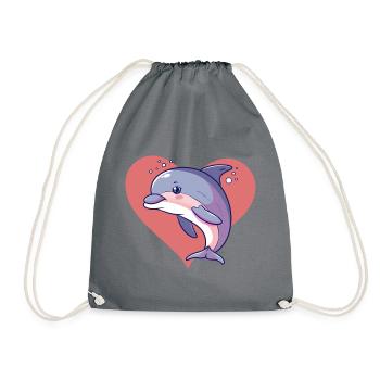 Dolphin Sea Creature - Drawstring Bag - grey - Front