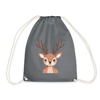 Deer Antlers Forest Moose - Drawstring Bag - grey - Front