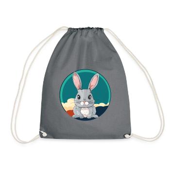 Hase Osterhase Ostern - Turnbeutel - Grau - Vorne