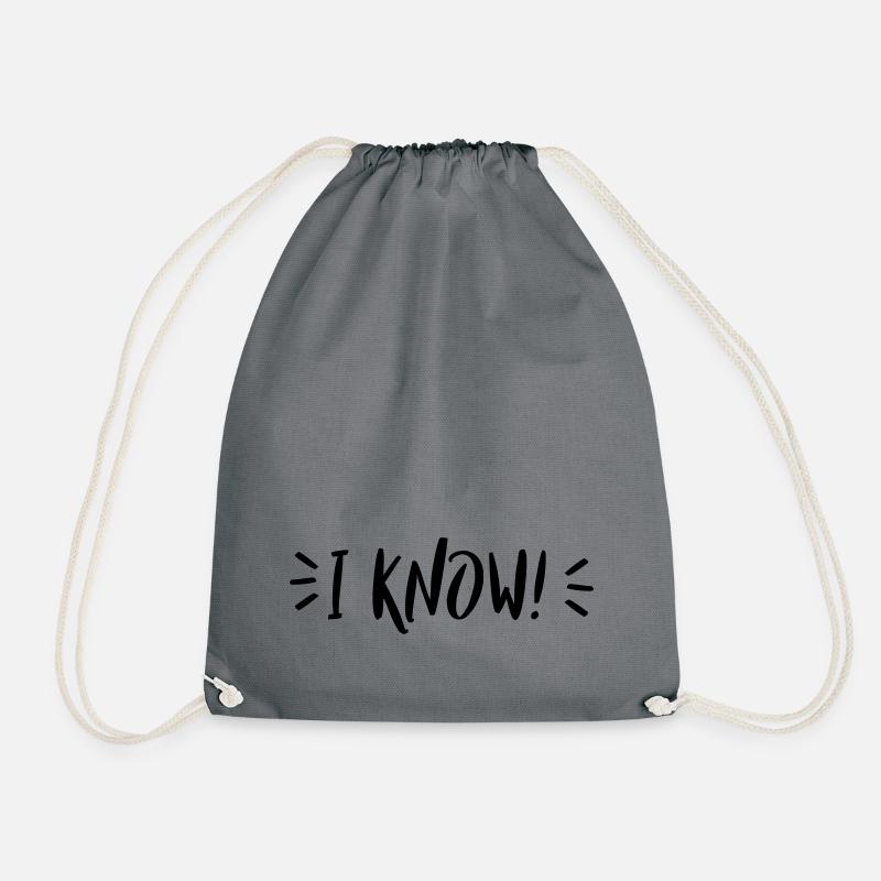 I know - Drawstring Bag - grey