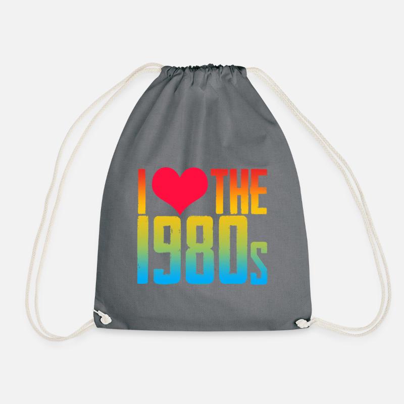 80s I love 80s music - Drawstring Bag - grey