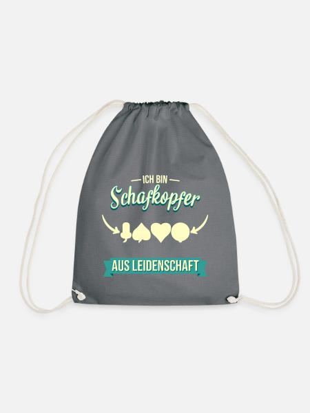 Schafkopfen Schafkopf Kartenspiel Spielkarten - Turnbeutel - Grau
