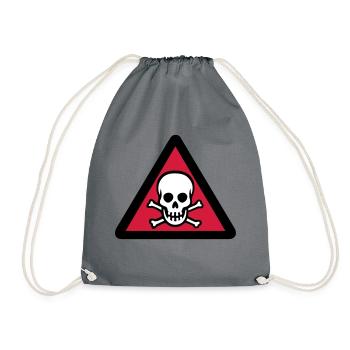 skull caution sign - Drawstring Bag - grey - Front