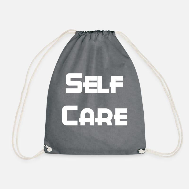 self care self love - Drawstring Bag - grey
