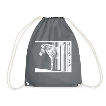W Barcode Zebra by deluxe_lemonade - Drawstring Bag - grey - Front