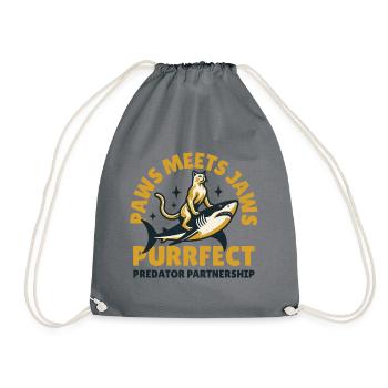 Le duo inattendu du chat et du requin ! - Sac de sport léger - gris - Devant