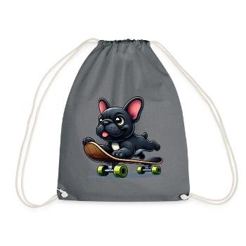 Frenchie Onboard - Patinage Bouledogue Français - Sac de sport léger - gris - Devant