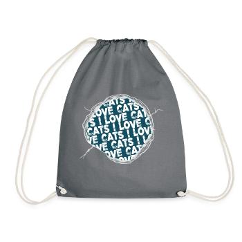 mammal fun awesome statement house cat pet cat - Drawstring Bag - grey - Front
