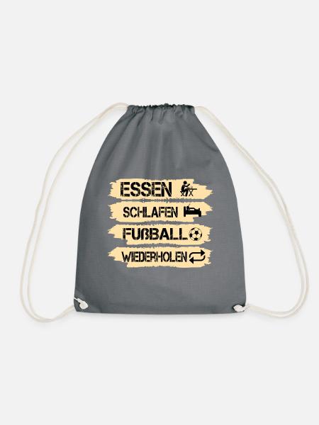 Fußball Essen Schlafen Fußball Wiederholen - Turnbeutel - Grau
