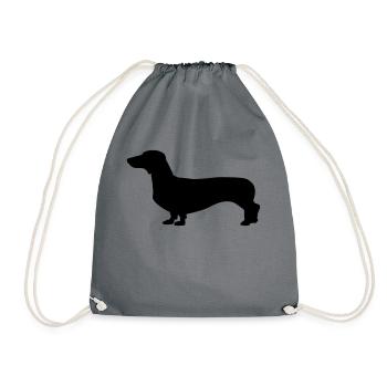 Hund - Dackel - Turnbeutel - Grau - Vorne