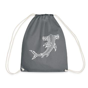 Hammerhead white - Drawstring Bag - grey - Front