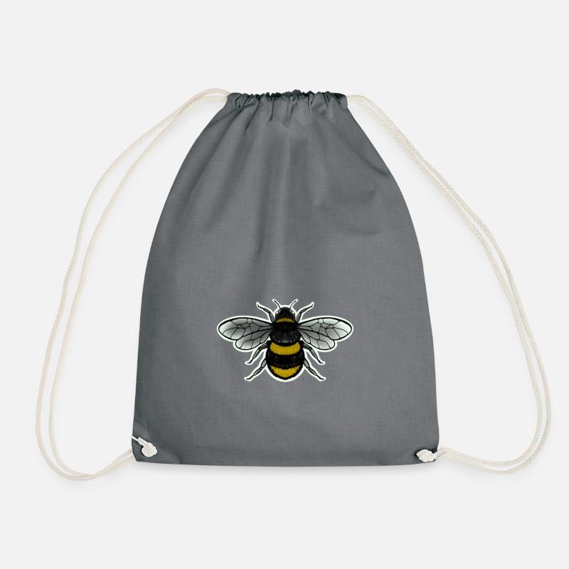 Bumblebee black yellow - Drawstring Bag - grey